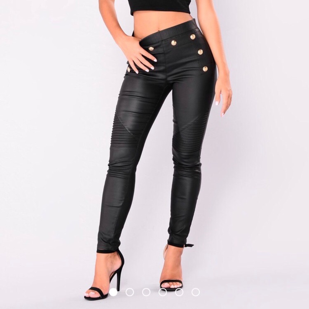 Faux leather pants.